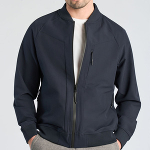 Chaqueta Bomber de Color Sólido para Hombre, Cierre de Cremallera, Cuello Alto, Estilo Casual, Ropa de Otoño, 100% Poliéster, Corte Regular - Product Image 3