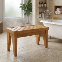 Tabouret de douche moderne en teck, banc de spa étanche pour salle de bain, siège à lattes, repose-pieds d'extérieur pour patio, entièrement assemblé, mobilier en gros