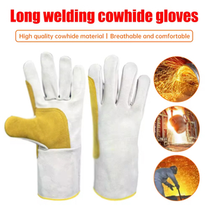 Guantes de Seguridad de Cuero Blanco Vantrex Industries con Refuerzo Amarillo en la Palma, Largos hasta el Codo, Transpirables, con Detección de Agujas, para las Cuatro Estaciones - Product Image 5