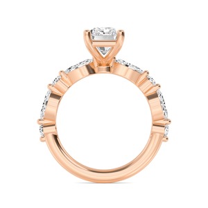 Impresionante Anillo de Compromiso de Oro Rosa de 10K con Diamantes Cultivados en Laboratorio, Corte Redondo Radiante y Marquesa, 3.81 CTW, Lujoso para Novia - Product Image 2