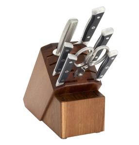 Ensemble de couteaux de cuisine marron foncé avec manches noirs, lames argentées et ciseaux de cuisine argentés pour trancher, hacher et préparer les aliments - Product Image 3