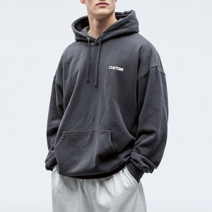 Sudadera con Capucha para Hombre YOGS, 100% Algodón, Diseño Color Block, Logotipo Personalizado en la Parte Delantera, Corte Holgado, Sudadera Informal de Invierno, 300g - Product Image 2