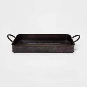 Latest Design <b>3</b>-<b>Tier</b> Round Serving Tray With Brass Border Attractive Black Folding <b>Cake</b> <b>Stand</b> Metal and PC Plate Tool - Product Image 2