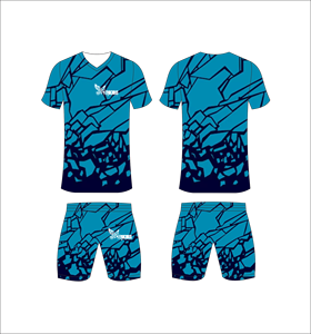 Conjunto de Uniforme de Fútbol Sublimado Personalizado, Patrón de Espiral Azul, Transpirable, de Secado Rápido, Jersey de Fútbol para Equipo, Pantalones Cortos, para Hombres, Niños y Jóvenes - Product Image 2