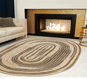 Wholesale Custom Size Handmade Braided Organic Jute Eco-Friendly Bohemian Geometric Pattern Area <b>Rug</b> OEM <b>Natural</b> <b>Fiber</b> Floor <b>Rug</b> - Product Image 2