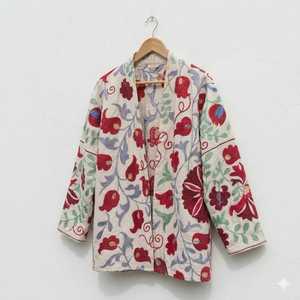 Handcrafted <b>Velvet</b> Duck Suzani Animal Button <b>Jacket</b> Boho Winter Warm Coat Chic Artisan Outerwear Handmade Gift - Product Image 2