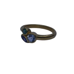 Wedding Wear 925 Sterling <b>Silver</b> Gold Plated Jewelry Blue Topaz <b>Emerald</b> Sapphire Gemstone Women Wear <b>Ring</b> - Product Image 2