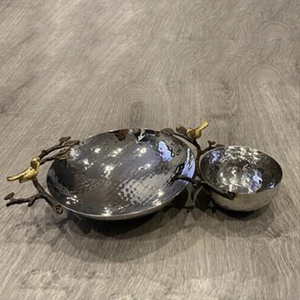 Couleur noire martelé Texture haut volant oiseau forme bol en aluminium métal exclusif gratuit classique maison bol décoratif - Product Image 1