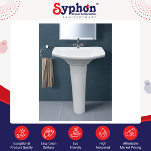 Huge Selling Superior Quality Stylish Bathroom Fitting White Ceramic Hand Wash <b>Basin</b> with Pedestal for Wholesale Purchasers - Product Image 2