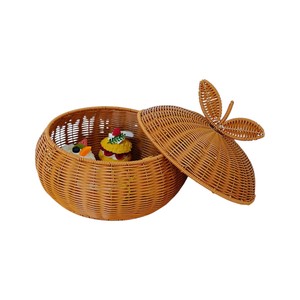 Cesta de Mimbre Hecha a Mano con Tapa para Almacenamiento Decorativo y Accesorios para el Hogar - Product Image 3