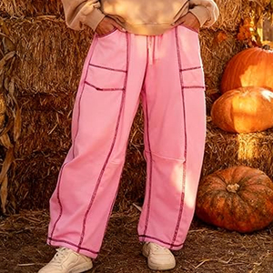 Women Wholesale Cargo Sweatpants Wide Leg Pants High Waist <b>Drawstring</b> Casual Loose Fit Streetwear - Product Image 3