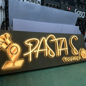 Enseigne extérieure en acrylique et acier inoxydable, lettres lumineuses LED rétroéclairées et frontales, mini logo, enseigne de magasin à police lumineuse - Product Image 1