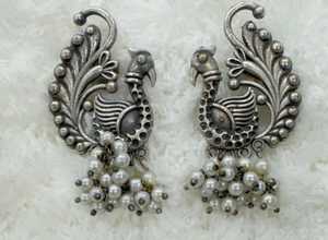 Pendientes de plata alemana oxidada OM Fashion Studio para mujer, joyería étnica ligera, uso diario, accesorio de moda múltiple - Product Image 2