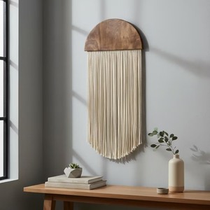 Bohemian Macrame Wall Hanging Natural Fiber Vertical Design Irregular Shape Home Decor Living Room Art Piece <b>Single</b>-Piece - Product Image 3