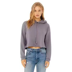 Sudadera con Capucha Corta Gris para Mujer, Manga Regular, Tejido de Algodón, Informal, para Invierno, Transpirable, de Secado Rápido, con Estampado de Letras - Product Image 1