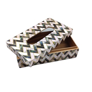 Boîte à mouchoirs en incrustation d'os, boîte à mouchoirs en papier et couleur naturelle avec incrustation d'os faite à la main, boîte de rangement en provenance d'Inde. - Product Image 3