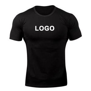 T-shirts pour hommes de qualité supérieure OEM, coupe classique, bleu, impression personnalisée sur le devant, en spandex/polyester, 180 g/m², tricoté, respirant - Product Image 3