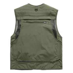 Gilet cargo multi-poches pour la pêche, la randonnée, veste décontractée pour homme, respirante, légère, coupe-vent, imperméable - Product Image 2