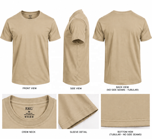Men's 100% Cotton Tubular T-<b>Shirt</b> Crew Neck Short Sleeve Beige <b>Colour</b> - Product Image 1