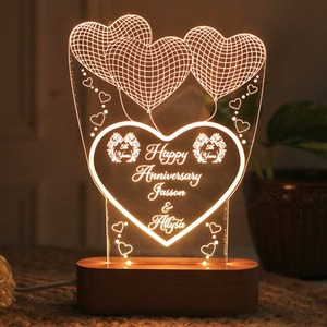 Lampe LED pour couple la plus vendue, lumière personnalisée avec photo et œuvre d'art romantique, personnalisable pour la décoration de chambre à coucher, anniversaire - Product Image 1