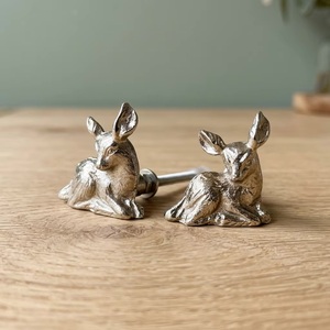 Silver Deer Shape Zinc Alloy Cabinet Knobs Rustic Furniture Handle for Home Bar Drawer <b>Door</b> Pulls - Product Image 1