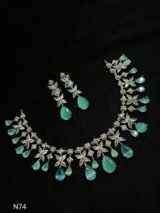 Classic American Ethnic Diamond <b>Bridal</b> <b>Jewelry</b> <b>Set</b> Two-Piece Necklace and Earrings for Wedding and Party - Product Image 3