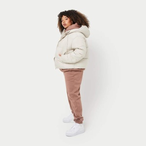 Women's Hooded <b>Quilted</b> Puffer Jacket Solid Color Standard <b>Winter</b> Wear Full Sleeve Zipper Closure Regular Length Eco-Friendly - Product Image 2