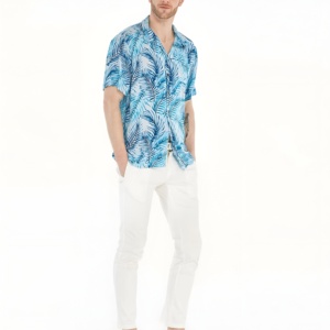 Chemises décontractées légères de haute qualité à imprimé hawaïen, en tissu tricoté respirant, style plage estival, coupe décontractée - Product Image 5