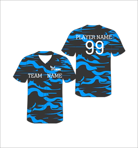 เสื้อฟุตบอลแบบซับลิเมชั่นสีน้ำเงินดำลายพราง คอวี แขนสั้น ระบายเหงื่อได้ดี สำหรับทีมผู้ใหญ่ แบบยูนิเซ็กซ์ - Product Image 1
