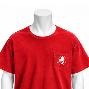 T-shirt rouge délavé avec poche poitrine, en coton vintage, manches courtes, coupe oversize décontractée, style streetwear décontracté, été - Product Image 3
