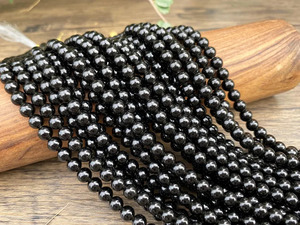 Perles rondes en obsidienne noire naturelle de 8 mm, pierres précieuses polies pour la fabrication de bracelets et de bijoux - Product Image 1