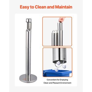 Posacenere Cilindrico da Esterno Autoportante in Acciaio Inossidabile Resistente alle Intemperie, Contenitore per Mozziconi di Sigaretta - Product Image 6