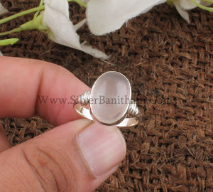 Bague en quartz rose naturel avec sertissage clos, en argent sterling 925, pierre précieuse rose véritable, pierre de naissance de février - Product Image 2