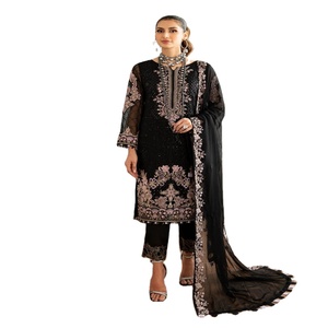 Ramsha ชุดเดรสปาร์ตี้ผ้าชีฟอง3ชิ้นของคอลเลคชั่น R-11สำหรับผู้หญิงสำหรับงานเทศกาลงานแต่งงานชุดแต่งงานของผู้หญิงปากีสถาน - Product Image 1