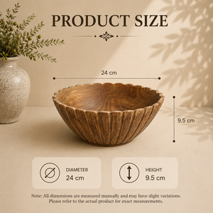 Bol de service en bois massif sculpté de qualité supérieure, bol décoratif pour fruits, salades, en-cas, fruits secs, vaisselle rustique naturelle - Product Image 2