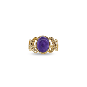 Amethyst <b>Statement</b> <b>Ring</b> in 18K Gold Plated Brass with Rhodium Plating | Celtic Knot Design Unisex - Product Image 1