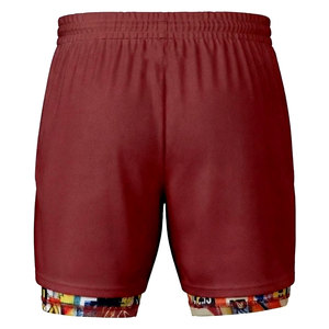 Short de sport 2-en-1 pour homme, double couche, compression, course à pied, entraînement, avec logo frontal, doublure intérieure en mesh, 100 % toile - Product Image 4