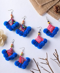 ต่างหูปอมปอม ต่างหูสไตล์โบฮีเมียน งานแฮนด์เมด - Product Image 3