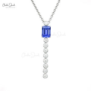 Productos Destacados: Collar Lariat de Tanzanita de 2.4 CTW con Engaste de Garras y Diamantes en Oro Blanco Sólido de 14k, Listo para Enviar - Product Image 4