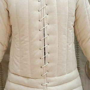 Front Lace Padded Gambeson Medieval Coat Cotton Canvas Larp Cosplay Costume Mens Heavy Weight <b>Jacket</b> - Product Image 3