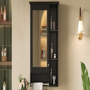 Armadietto a Specchio da Bagno 3 in 1 da 24 Pollici Montato a Parete con Ripiano Regolabile, Barra a Torre e Armadietto Portamedicinali ad Alta Definizione - Product Image 6