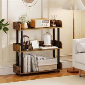 Libreria Industriale Rustica Marrone a 3 Ripiani, 33 Libbre per Ripiano, Organizzatore con Protezioni Anti-Caduta per Hotel - Product Image 5