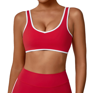 Women's Lightweight Breathable Eco-Friendly Quick Dry Sports <b>Bra</b> Wide <b>Strap</b> Solid Spandex/Nylon Yoga Top Outdoor Fitness Front - Product Image 1