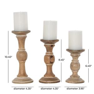 Porte-bougies vintage en bois de manguier style ferme, support de bougie conique en bois vieilli - Product Image 2