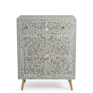 Bone Inlay Chest of Drawers Black And <b>White</b> Chevron Pattern Nightstand Wholesale Modern Bedroom <b>Bedside</b> Table Storage <b>Cabinet</b> - Product Image 4