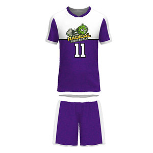 Conjunto de Jersey de Pickleball Morado y Blanco, Sublimado, de Secado Rápido, Unisex, para Adultos, Manga Corta, Cuello en V - Product Image 1