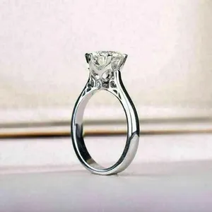 Elegant Moissanite Engagement <b>Ring</b> 925 Sterling <b>Silver</b> <b>Ring</b> Women Round Cut <b>Solitaire</b> Wedding <b>Ring</b> Minimalist Fine Jewelry - Product Image 1