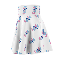 Jupe Skater Blanche Imprimée pour Femme, Taille Haute, Évasée, Coupe Trapèze, Décontractée, Extensible, Séchage Rapide, Respirante, Tendance Estivale