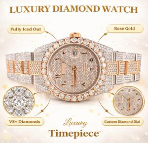 Reloj de Pulsera de Lujo para Hombre, Estilo Hip Hop, Hecho a Mano y Personalizado, con Incrustaciones de Moissanita VVS, Pasa el Test de Diamantes, de Acero Inoxidable - Product Image 6