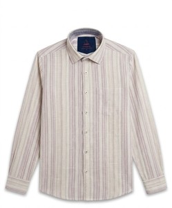 Camisa de vestir de lino/algodón a cuadros para hombre, transpirable, de doble botonadura, de manga larga, con cuello vuelto, tejida, ODM - Product Image 4